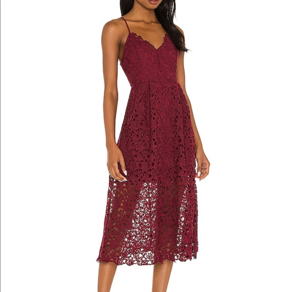 ASTR The Label Lace A Line Midi Dress - Wine